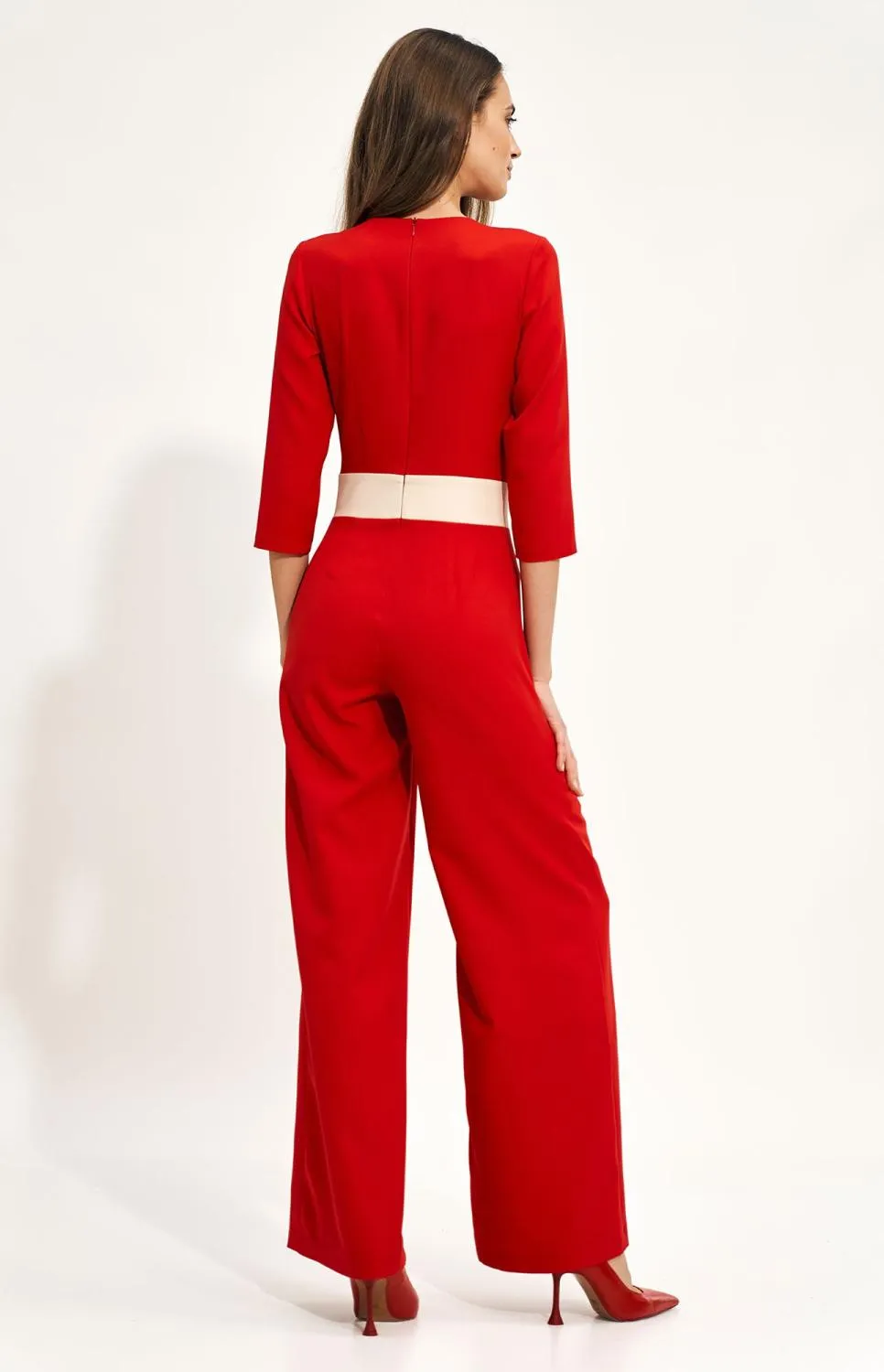 Wide Leg Red Jumpsuit