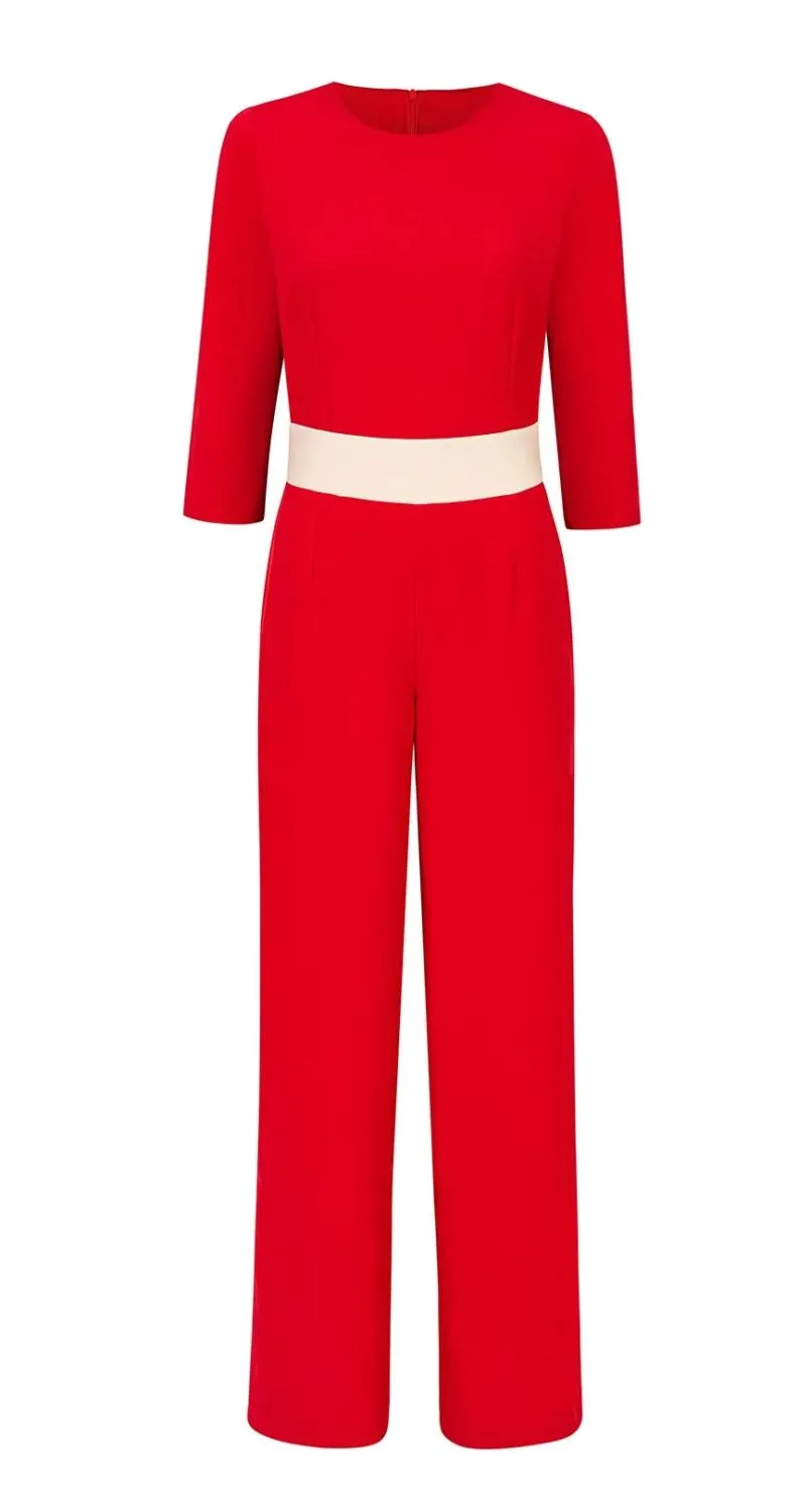 Wide Leg Red Jumpsuit